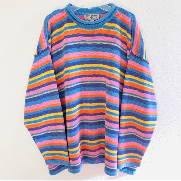 Vintage Sweaters - Vintage 90s pastel rainbow striped sweater